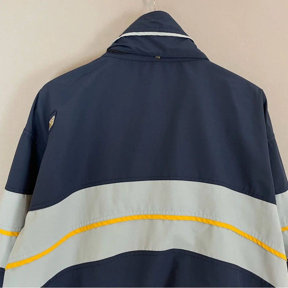 Vintage Wave Rave Jacket Men Snowboarding Blue Nylon 90s Zipper Yellow Coat‎